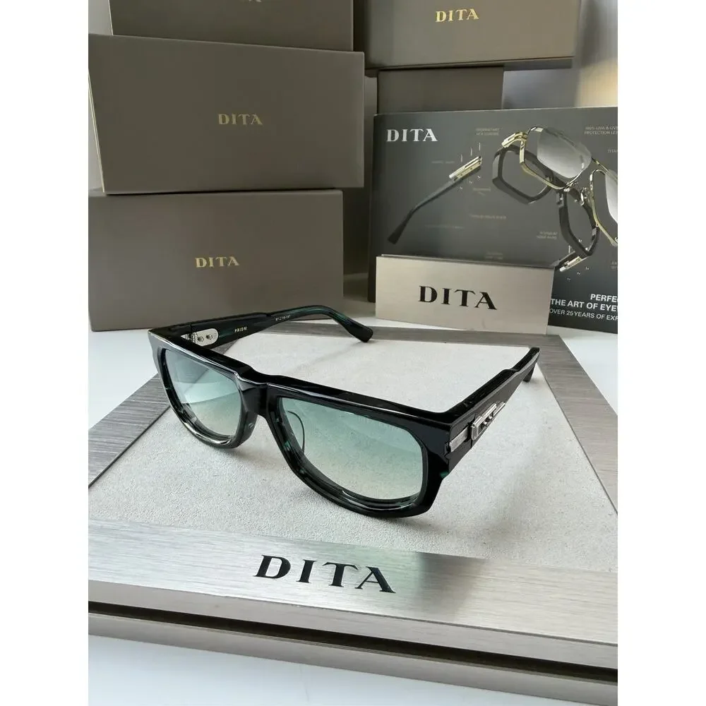 DITA PRIDM DTS753-A-01 Storm Swirl Silver Turquoise Lens Sunglasses AUTHENTIC